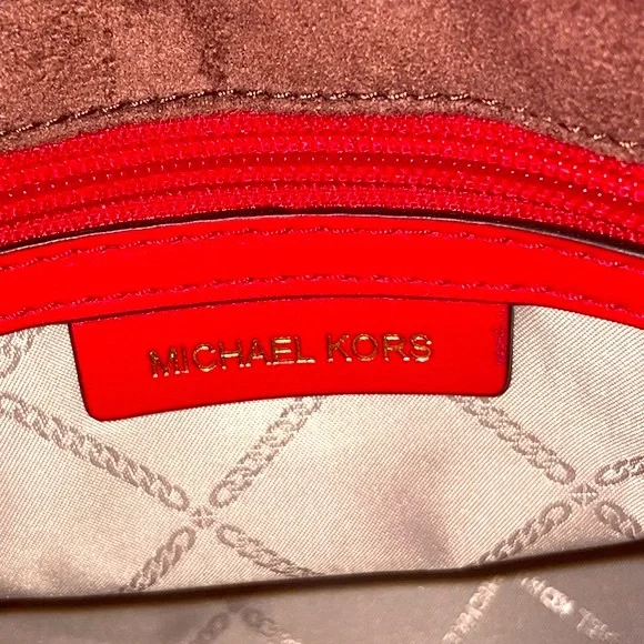 Michael Kors MK Nouveau Hamilton Leather Satchel Crossbody Bag Purse in Red - Picture 17 of 17